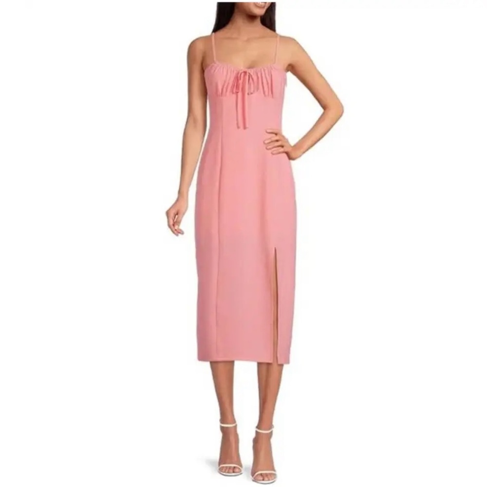 Gianni Bini Maya Ruched Tie Sweetheart Neckline Sheath Midi Dress New